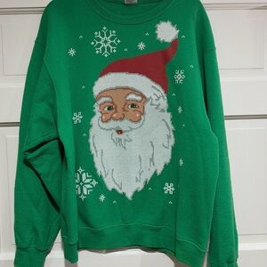 Jerzees Green Santa Crewneck Sweater